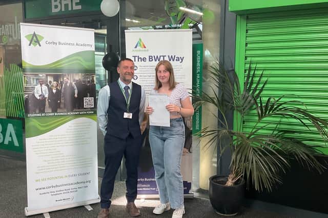 Angela Bujac celebrates her results