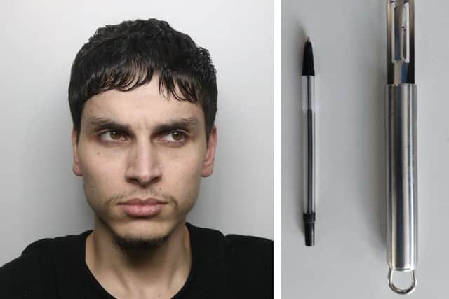 Parampreet Singh (left) used the vegetable peeler (right) to stab a police officer in the head.