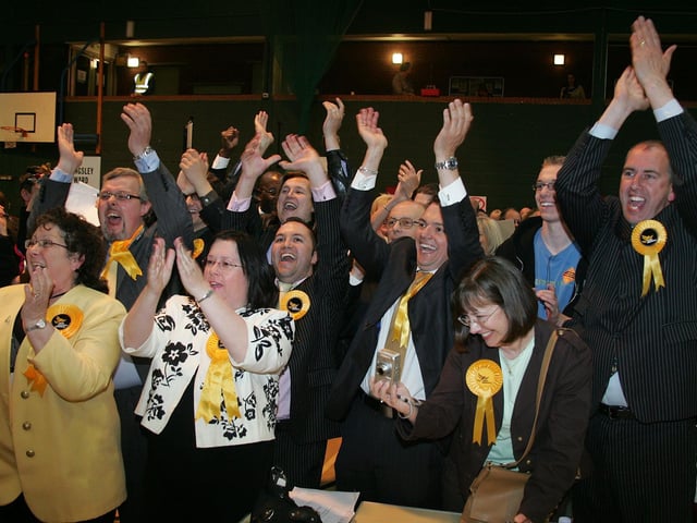 Northampton Local Elections - Count at Lings Forum - Liberal Democrats celebrate win. Picture taken in 2007