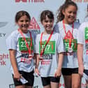 Top fundraisers Amelia, Amelia, Reagan and Eleanor pictured at the finish line.