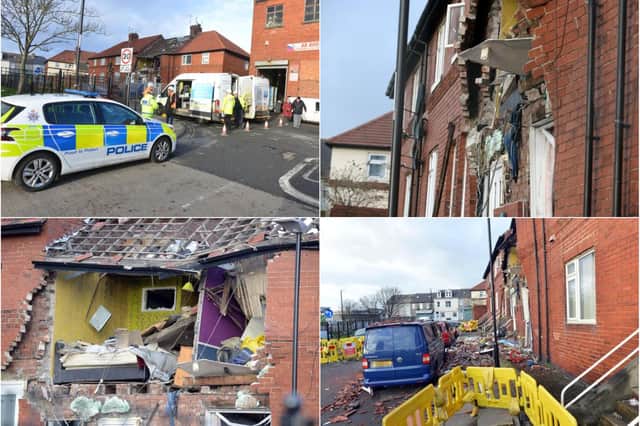 Photos show the aftermath of a suspected gas explosion in Roker.