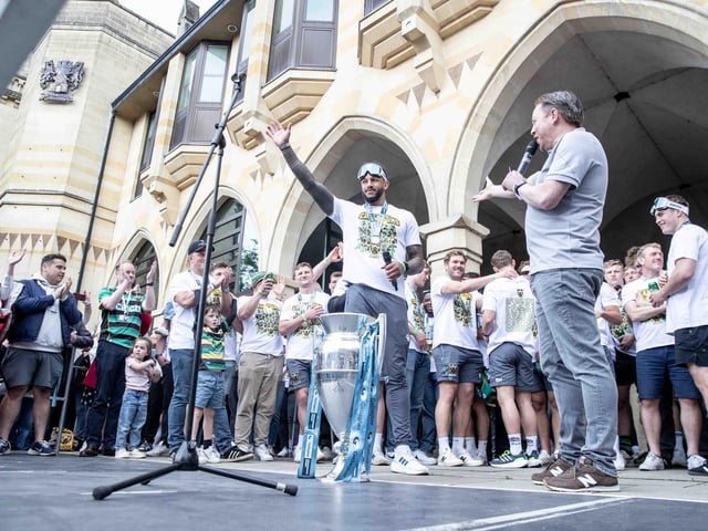 Saints players, coaches and staff celebrated with fans in Northampton town centre on Sunday (June 9) after winning the Gallagher Premiership title at Twickenham on Saturday (June 8).