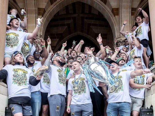 Saints players, coaches and staff celebrated with fans in Northampton town centre on Sunday (June 9) after winning the Gallagher Premiership title at Twickenham on Saturday (June 8).