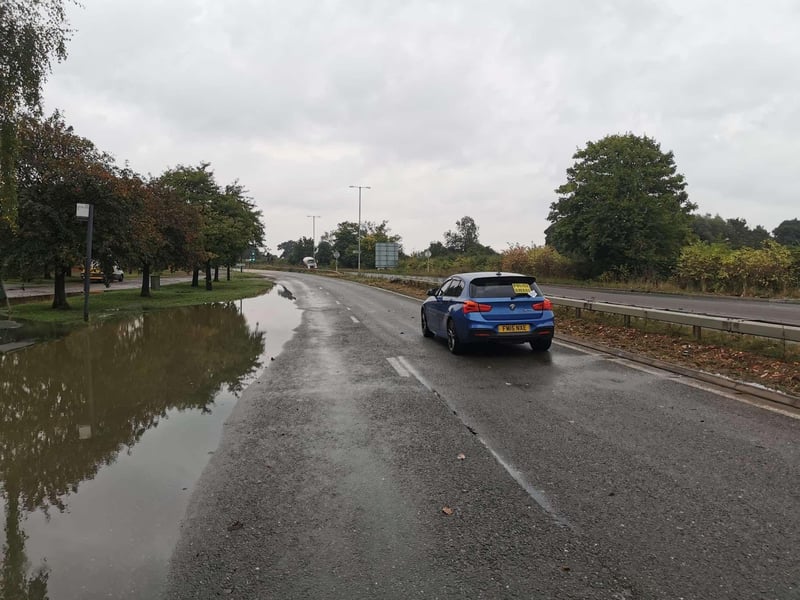 An abandoned car was left in the middle of the A4500 near the Kislingbury roundabout