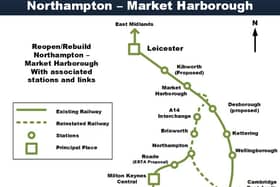Diagram of fit for a Northampton-Market Harborough Rail Link