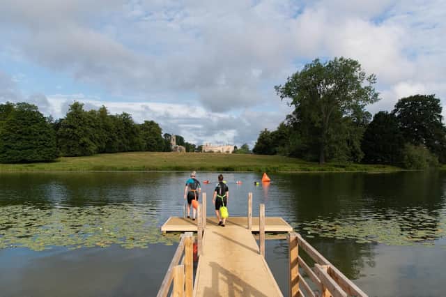 Wild swimming at The Falcon hotel in Castle Ashby runs all year round.
