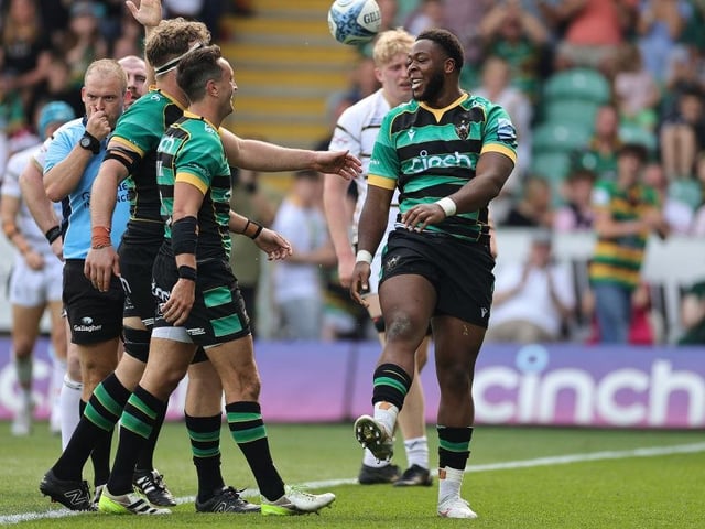 Manny Iyogun scored his first Saints try in the huge win against Gloucester on May 11