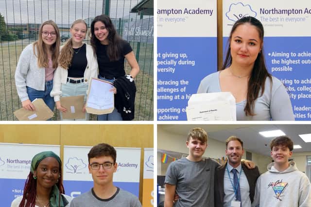 Students across Northamptonshire celebrate results.