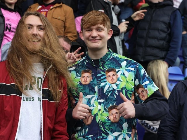 Northampton Town supporters prior to the final game of the season at Tranmere Rovers.