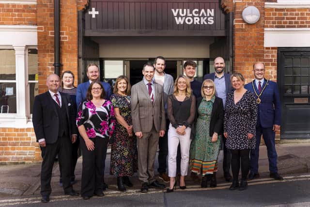 Among those in attendance was leader of WNC Councillor Jonathan Nunn, centre manager Garrick Hurter and Oxford Innovation Space's managing director Jo Stevens. Photo: James Robinson.