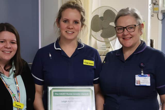 Immunisation Co-ordinator Sophie Leakey with Leigh-Anne Spinelli and Matron Emma Perkin