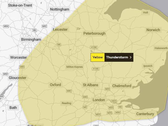 Tomorrow's Met Office yellow alert for storms kicks in at 1pm over Northamptonshire