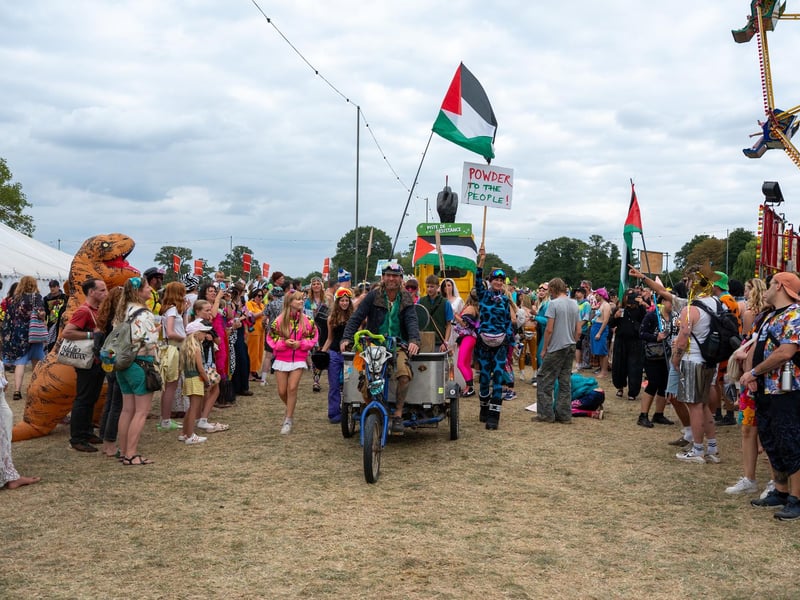 Festival goers taking part in the annual Shambala Carnival. This year’s theme was ‘Pun Intended'. Photo by David Jackson.