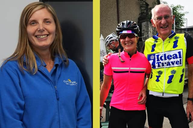 Michelle Morris of Cynthia Spencer Hospice and Holly Shannon with her Dad, Simon Bown