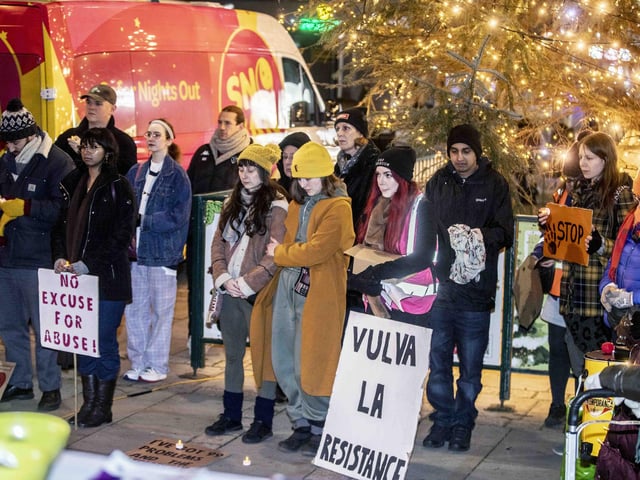 Women marched through Northampton town centre on Saturday November 25 to unite together with allies to address the global pandemic of violence against women and girls.