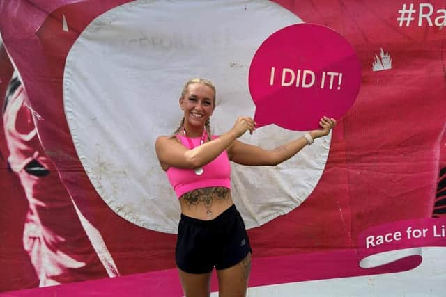 Tenise Williams celebrating after her Race for Life success.