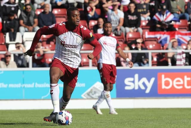 Tyler Magloire in action against Rochdale on Saturday