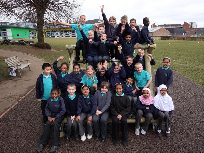 2010 - Pupils at Castle Primary School celebrate their 'outstanding' status