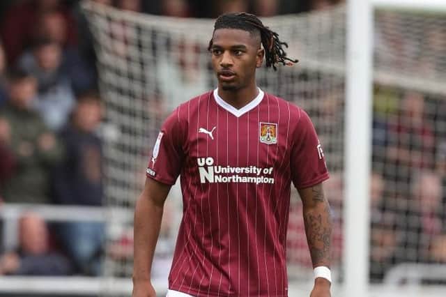 Akin Odimayo of Northampton Town in action during the Sky Bet League One match between Northampton Town and Stevenage at Sixfields on August 05, 2023. (Photo by Pete Norton/Getty Images)