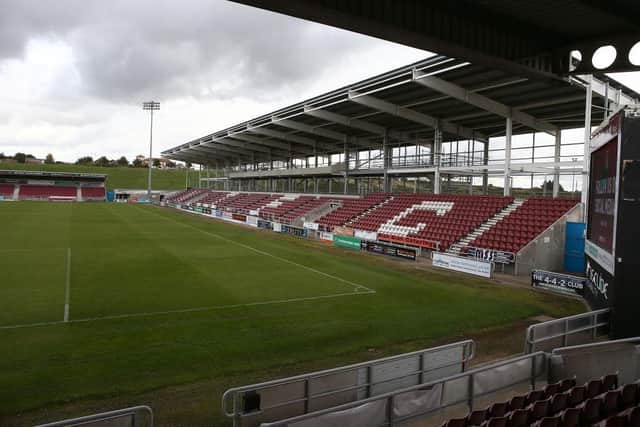 The unfinished East Stand at Sixfields.
