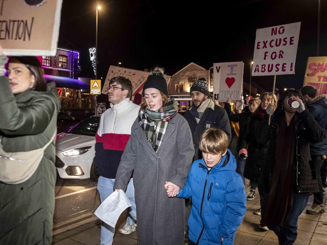 Women marched through Northampton town centre on Saturday November 25 to unite together with allies to address the global pandemic of violence against women and girls.