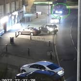 The moment Hugo Fernandes drives along a pavement in Welland Vale Road