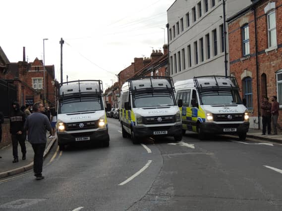Hundreds have gathered in Kettering Road this evening from 7pm with a peaceful counter-protest