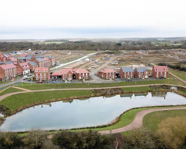 A drone shot of Kirby Woodlands, Northamptonshire, where Davidsons Homes are building a new community.