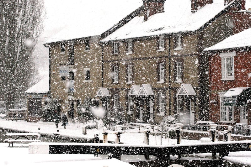 A snowy scene in nearby Stoke Bruerne