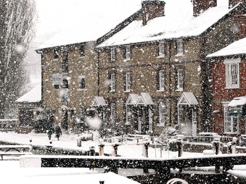 A snowy scene in nearby Stoke Bruerne