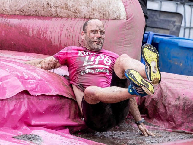 All smiles as participants tackled obstacles during Race for Life's Pretty Muddy on Saturday July 13, 2024 in Abington Park.