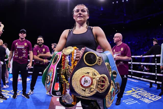 Chantelle Cameron defended her super lightweight world title belts in Dublin on Saturday (Picture By Mark Robinson / Matchroom Boxing)