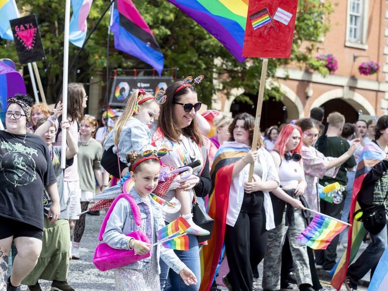 A parade made its way through the town centre before finishing at the university's Waterside campus as Northampton Pride took place on Saturday July 8, 2023.