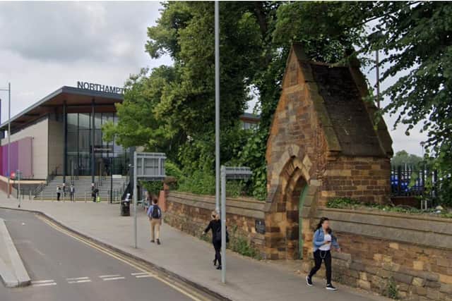The gate at Northampton railway station is all that remains of the old Northampton Castle.
Credit: Google