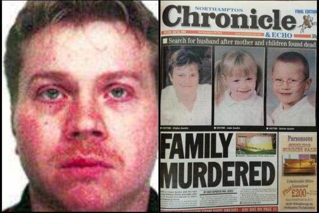 Evil killer Philip Austin murdered his wife, Claire, their children Keiran, eight, and seven-year-old Jade at their family home in Standens Barn in 2000. Their bodies and those of two dogs he also slaughtered were found a week later by Claire’s mum and stepdad. He pleaded guilty and was sentenced in 2001 to three life sentences.