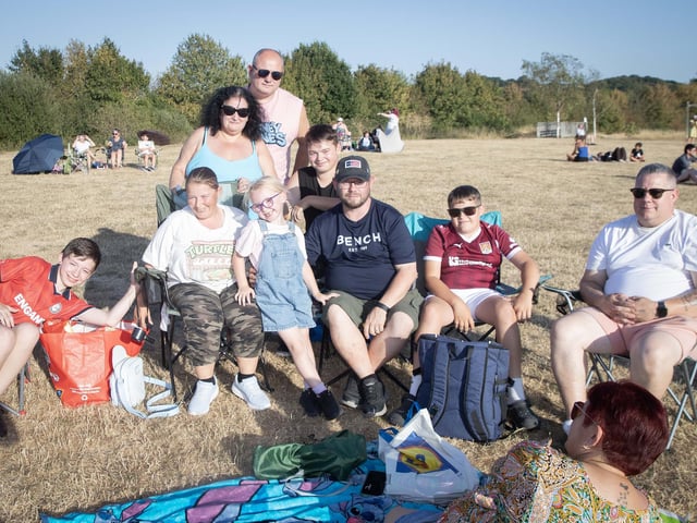 Families gathered at Upton Park on Wednesday night to watch the eclipse