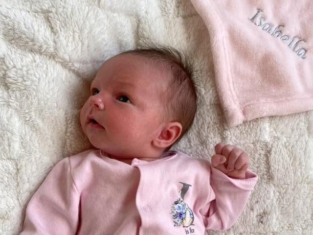 Isabella born at 12.50pm on September 3 at Northampton General Hospital, weighing 7lbs 3oz.