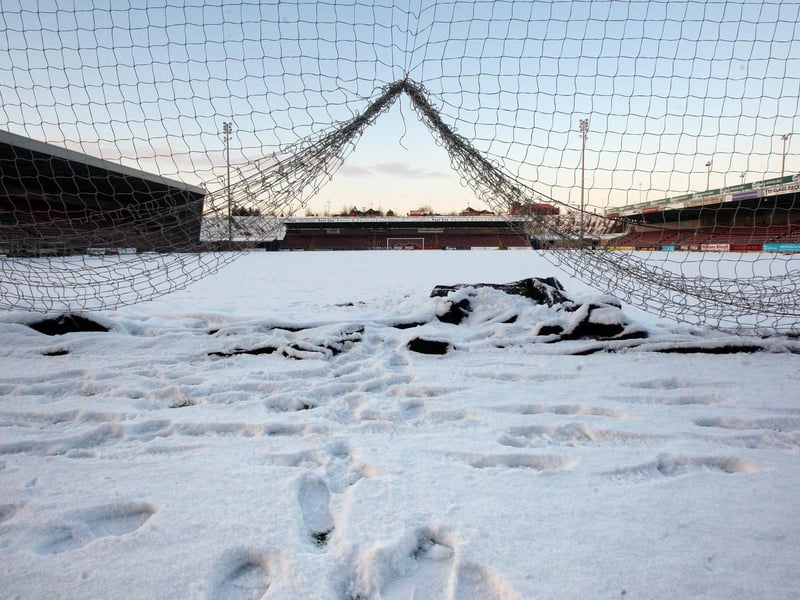 Sixfields covered in snow ahead of a Northampton town match