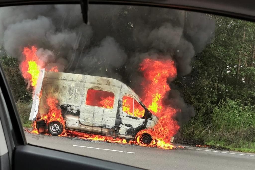 Fire Van Here's how this massive van fire started on the M1 near Northampton ...