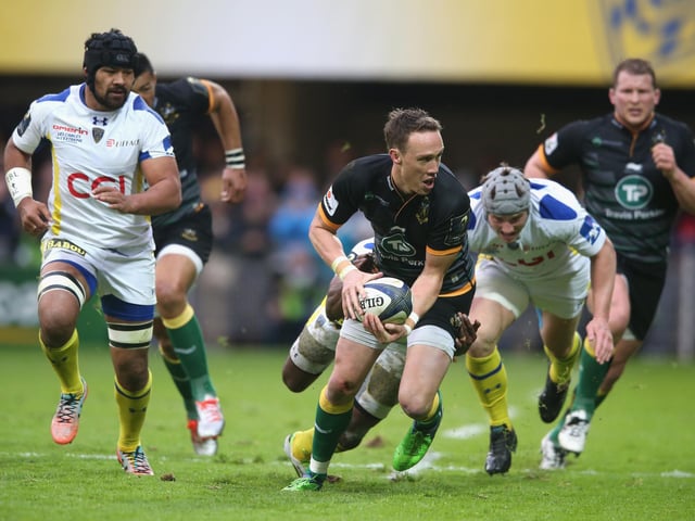 James Wilson in action for Saints in their Champions Cup quarter final defeat at Stade Marcel Michelin. Saints try: Alex Waller (66th minute)