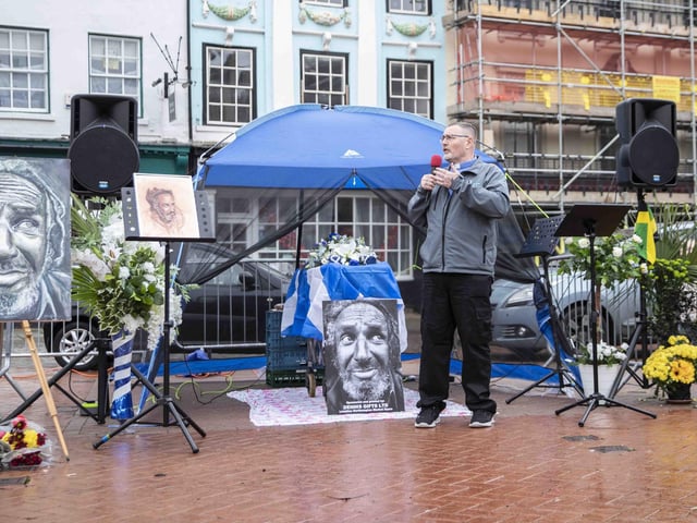 The memorial service for well-known Northampton homeless man George Murray was held on Sunday (November 6) in the Market Square