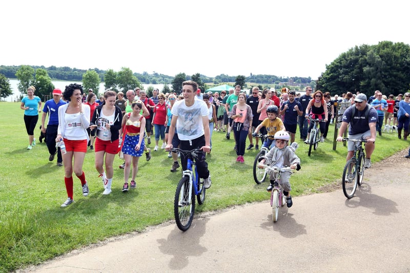 Cyclists enjoy fresh air and exercise at Pitsford Reservoir.