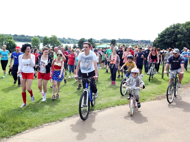 Cyclists enjoy fresh air and exercise at Pitsford Reservoir.