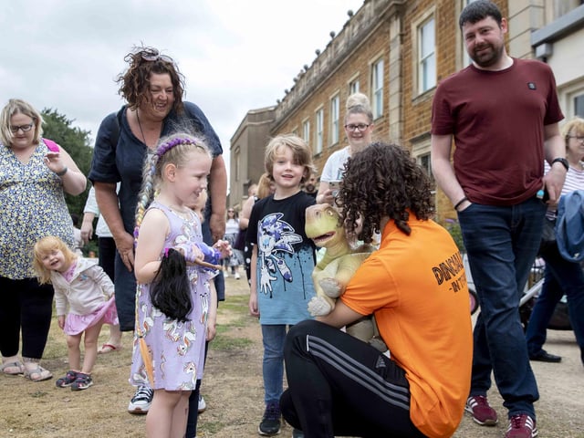 Families had tons of fun with the dinosaurs at Delapre Abbey