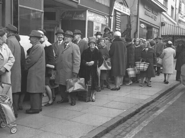 Big queue in Gold Street, Northampton mid-1960s
