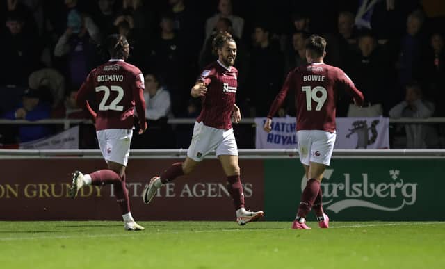 Louis Appéré is up to three goals for the season after doubling Northampton's lead against Reading in Tuesday's League One fixture at Sixfields. (Photo by Pete Norton/Getty Images)