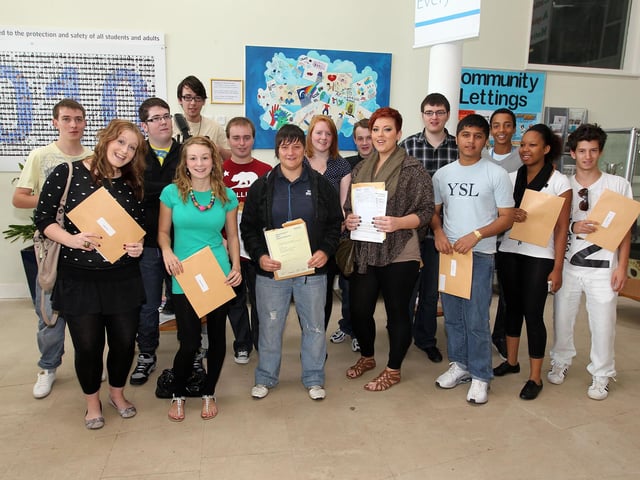 2010 - A-level results.  Northampton Academy. Pictured: A-level and AS-level students celebrating their results.