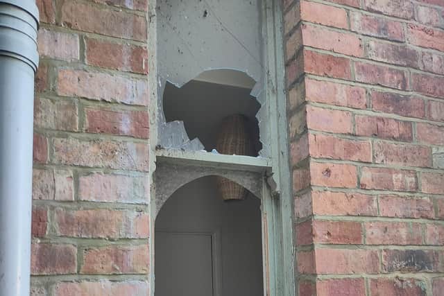 Damage caused after a burglary at St Giles Cheese in Northampton.