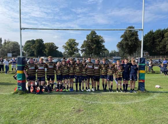 The rugby club's current under 14s team, who - alongside their families and friends - will benefit from the renovations.