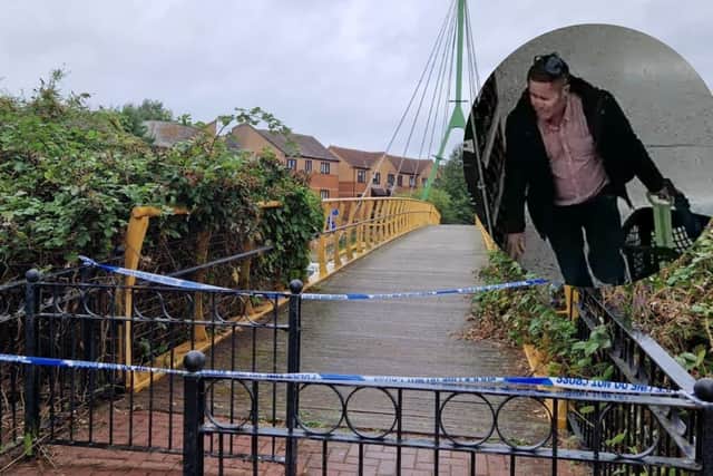 Robert Brown was found dead on a bench on a footpath next to the River Nene in Northampton on Friday August 1.